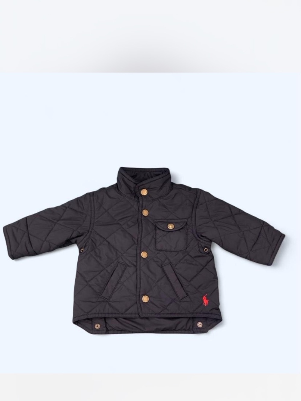 Polo Ralph Lauren Infant Black Diamond-Quilted Barn Jacket. Size 9M Pre Loved 💕